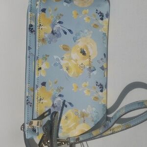 💙Nanette Lepore Blue Floral Wristlet/Crossbody Bag EUC